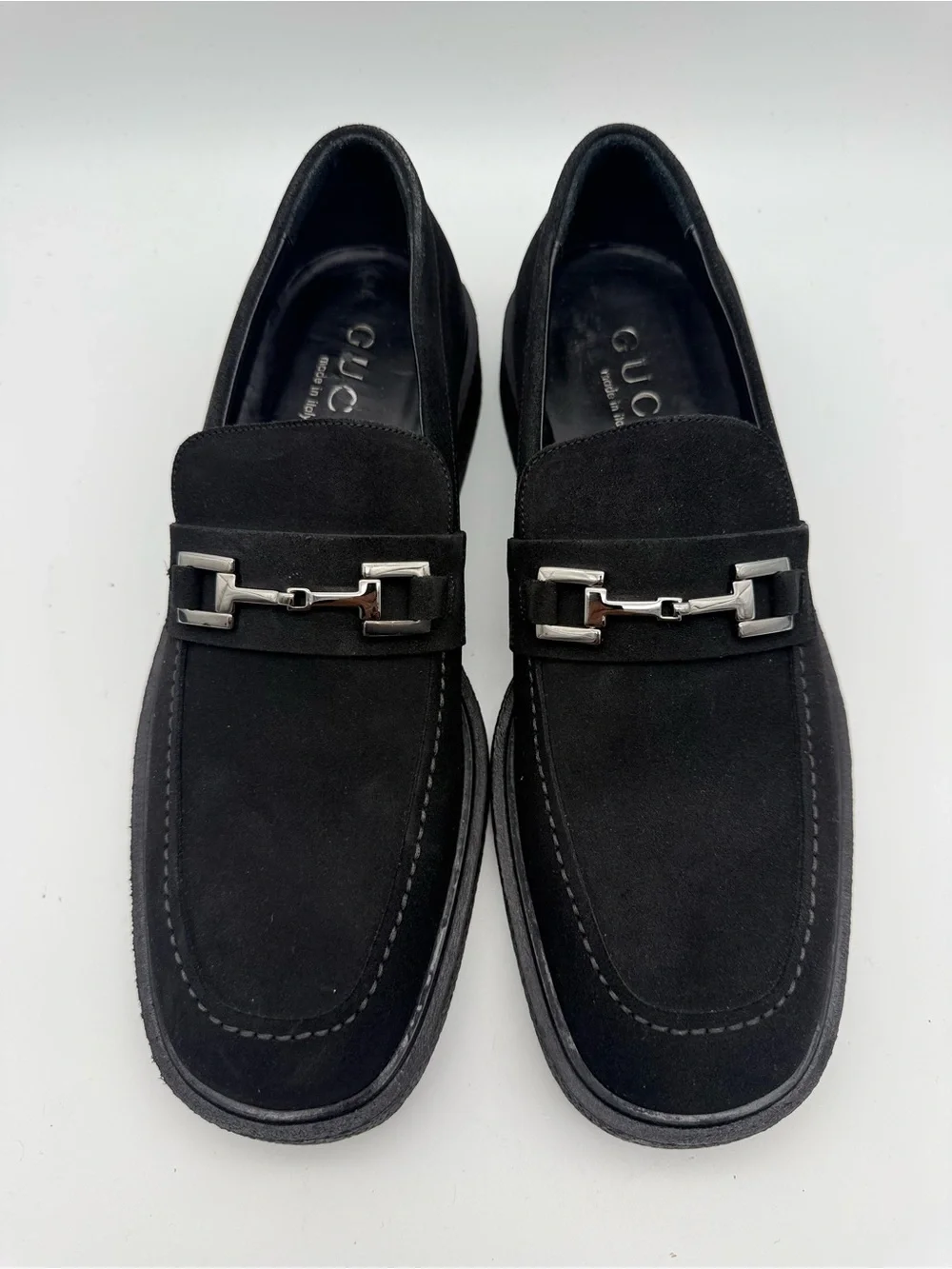 BRAND NEW Rare Vintage Italy Gucci Loafers Black Suede 110 0269 Men’s Size 7.5